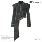 Fongt New Heavy Industry Irregular Tailoring Personality Denim Jacket 1750