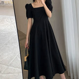 Fongt 2024 Summer New Ins Tea Break Skirt Temperament A Word To Get Over The Knee Long Hepburn Wind Fat Mm Little Black