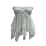 Fongt Shooting Holiday Wind Bra Strap With Bow Irregular Dress Loose Thin Short Sleeveless Top 9568