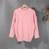 New 2021 Autumn Winter Women's Sweaters Pullovers Warm Minimalist Fashionable Elegant Knitwears Pink Tops