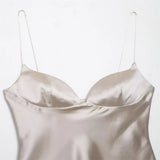 Fongt New Women's Sexy Body-Clamous Vest-Shaped Collar Silk-Scress Sling Vest Top