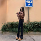 Fongt Black Micro-Tight Jeans 2025 New Autumn And Winter Large-Size Trousers Showing Thin Plus Thick Straight Trousers