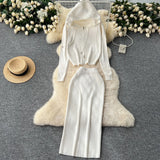 Fongt And Winter Casual Suit Female Fashion Hot Diamond Hooded Zip Open Shirt Sweater Jacket Knitted Hip Half-Dress