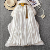 Fongt Half-Dress Women's Dress 2025 Summer Small Medium Long Leisure High-Rise Thin Thong Ponve Cake Skirt