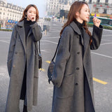Fongt Coat Women's Long 2025 Autumn And Winter 2025 New Heben Popular Loose Over Knee Gray Thick Coat