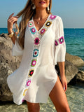 Fongt Women's Explosive Hand Hook Splicing Dress Open Sexy Long Dress Robe Beach Cover Dress