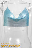 Metal Metallic Crop Top Women Beach Halter Corset Tops Glitter Backless Party Club Tank Top Clothes Top Camisole