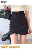 Women Solid Folds High Waist A-line Basic Elegant All-match Simple Casual Cozy Daily Korean Style Summer New Hot Sale