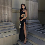 Fongt Design Dress Dress 2025 New Women's Breast-Wear Hollow Open Skirt