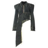 Fongt New Heavy Industry Irregular Tailoring Personality Denim Jacket 1750