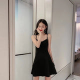 Dress Women Solid Leisure All-match Spaghetti Strap Stylish Party Clothes Elegant Summer New Female Vestido