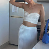 Knit Twisted Tube Top-Outfit