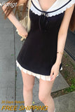 Black Lolita Kawaii Dress Women Casual Gothic Party Mini Dress Female Korean Fashion Slim Designer Cute Dress 2023