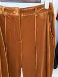 QUALITY Newest 2023 F/W Designer Suit Set Women's Single Button Velvet Blazer Flare Pants Set