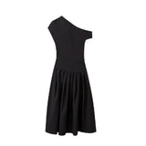 Fongt Summer New Women's Temperament Elegant Fashion High-Waisted Solid Color Long Dress