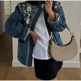 Long Sleeve Print Pocket Cotton Padded Jacket 2024 Women's Single Breasted Commuter Warm Jacket WQK 0-Outfit