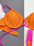 Fongt Single Swimsuit 2024 Solid Color Sexy Bikini Ladies Split Swit Strip Steel Tobiini D 08 WY-Outfit