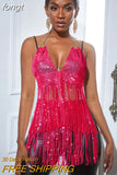Women New Solid Tassel Sexy Two Piece Set Rhinestone V Neck Sleeveless Halter Backless Top Camis Hollow Out Party Mini