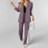 Fongt Women's 2024 Women's Suit New Comfortable Casual Solid Color Patchwork Long Sleeve Fashion Suit