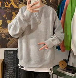 Men Harajuku Solid Color Sweatshirts Winter Y2k Casual O-Neck Oversized Pullovers Korean Hip Hop Long Sleeve Basic Clothes