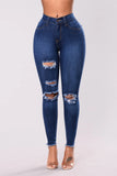 Mid Waist Ripped Slim Fit Skinny