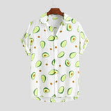 Hawaii Avocado Printed Shirts for Men Casual Loose Tropical Hawaiian Short Sleeve Shirts High Quality Button Down-Outfit