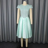 Fongt New Round-Neck Rose-Tieed Bridesmaid Dress Bow Tie Elegant Party Dress Dress Dress