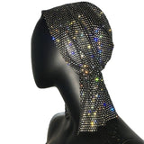 Stone Mesh Grid Trendy Wild Head Scarf Wrap Glitter Rhinestone Handmade Patchwork Celebrity Headband Turban Hair