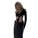 Fongt Summer New Fashion Sexy Hottie Body Open Waist Hollow Splicing Joint Body