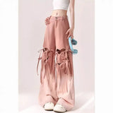 Fongt Mm Dopamine Wearing Gradient Love Straps With Ripped Jeans Women's Large Size Loose Thin Broad Leg Pants
