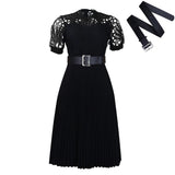 Fongt Women's Dress 2025 New Short-Sleeved Lace Splicing Folded African Dress Dress Dress