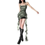 Fongt Summer Women's Sexy Slim Street Fashion Halback Print Dress-Outfit
