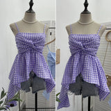 Fongt Irregular Skirt Sling Sling Sling Vest Bohemian Holiday Hottie Sleeveless Top 9223