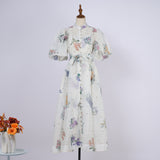 Fongt Court Style High Design Feeling Heavy Industry Nail Drill Short Sleeve Single Buckle Dress + Sling