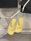 Fongt Small Fragrant Style With Skirt Silver Clip Thick Bottom Flip-Flops Women Wearing Summer Fashion Flat-Bottomed Cool Slippers