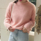 New 2022 Knitted Mink Cashmere Oversized Warm Elegant Fashionable Autunm Winter Women Sweater Pullovers Tops