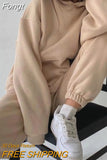 Suit Solid Casual Tracksuit Women Fleece 2 Pieces Set Winter Spring Sports Warm Sweatshirts Pullover Sweatpants