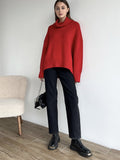 Fongt Multi-Color High-Necked Solid-Color Sweater Women Loose Collar Collar Collar Women's Clothing 66