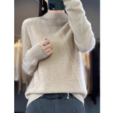 Fongt And Winter Yang Sweater Knitted Jersey Outside Wearing Lazy Wind Senior Women's Half-High Collar Sweater