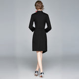 New Fashion Designer Black Dresses Spring Autumn Women's Embroidery Elegant Asymmetrical Vestido Da