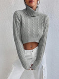 Fongt Autumn And Winter New Women's High-Neck Long-Sleeved Sleeve Thighs Short Sweater