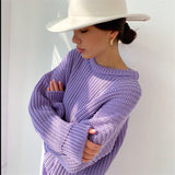 2021 Autumn Winter Oversized Long Sleeve Knitted O Neck Women Pullovers Sweater Fashion Casual Female Y2K
