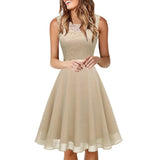 Women's Elegant Lace Wedding Dress Bow Belt Irregular Length Sleeveless Dress Chiffon Dress Bridesmaid Cocktail Party Dresses-Outfit