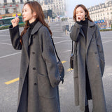 Fongt Coat Women's Long 2025 Autumn And Winter 2025 New Heben Popular Loose Over Knee Gray Thick Coat