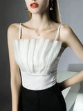Elegant Camisole Tops Women's Pleated Tube Top Short Tanks Female Folds Stretchy Fashion Camis-Outfit