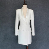 QUALITY New Fashion 2023 Runway Designer Dress Women's Long Sleeve Double Breasted Notched Collar