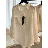 Fongt Shirt Women's Top 2025 New Feeling Light Luxury To Reduce The Age Of Chic White Cotton Linen Shirt