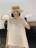 Fongt Folding Irregular Short-Sleeved Women's T-Shirt Small Design Folding Top Dress Girl Summer Lazy Wind