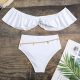 2023 New Lotus-Leaf Side Sexy Bra High-Waisted Swimsuit Bikini