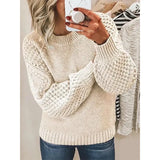 Fongt Women's Fashion Women's Jumper Long Sleeve Round Neck Stitch Sweater Women's
